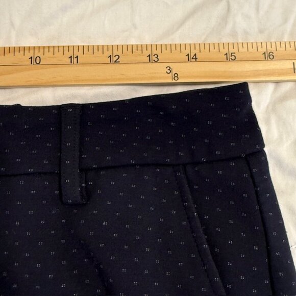 CAbi Womens 6 Keen Kick Flare Crop Pants Navy Blue Ponte Knit Button Ankle - Picture 9 of 12